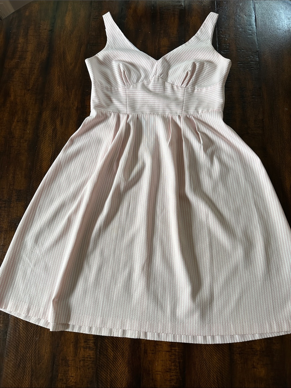 Shelby & Palmer Pink Seersucker Sleeveless Fit-and-Flare Dress